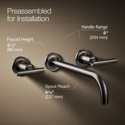 Wall-mount bathroom sink faucet trim with Lever handles, 1.2 gpm