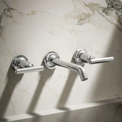 Wall-mount bathroom sink faucet trim with Lever handles, 1.2 gpm