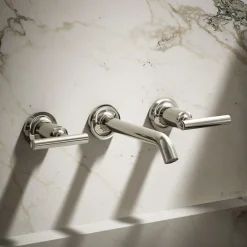 Wall-mount bathroom sink faucet trim with Lever handles, 1.2 gpm