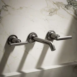 Wall-mount bathroom sink faucet trim with Lever handles, 1.2 gpm