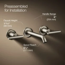 Wall-mount bathroom sink faucet trim with Lever handles, 1.2 gpm