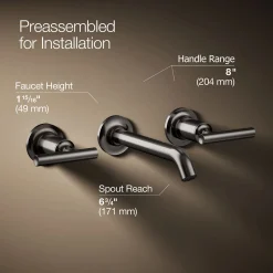Wall-mount bathroom sink faucet trim with Lever handles, 1.2 gpm