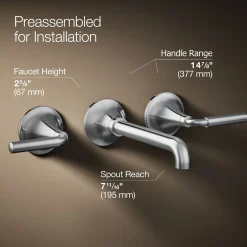 Wall-mount bathroom sink faucet trim, 1.2 gpm