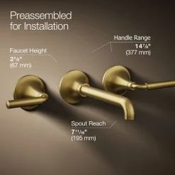 Wall-mount bathroom sink faucet trim, 1.2 gpm