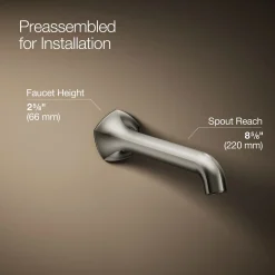 Wall-mount bathroom sink faucet spout with Straight design, 1.2 gpm