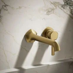 Wall-mount bathroom sink faucet spout with Straight design, 1.2 gpm