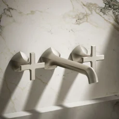 Wall-mount bathroom sink faucet Cross handle trim, 1.2 gpm