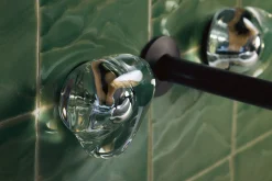 Wall-mount bathroom sink faucet handle trim