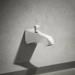 Wall-mount bath spout with Deco design and diverter