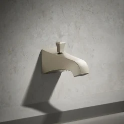 Wall-mount bath spout with Deco design and diverter