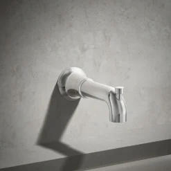 Wall-mount bath spout with diverter