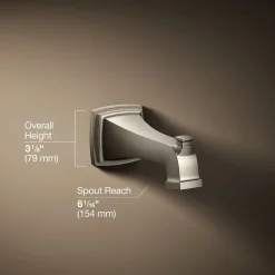 Wall-mount bath spout with diverter