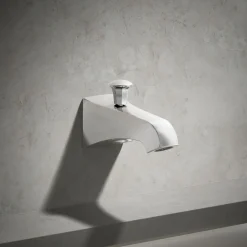 Wall-mount bath spout with diverter