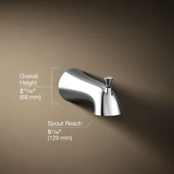 Wall-mount bath spout with diverter