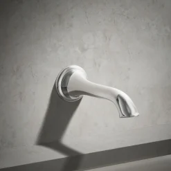 Wall-mount bath spout with flare design