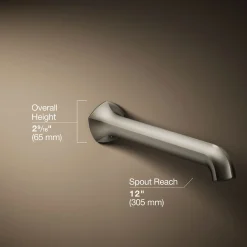 Wall-mount bath spout with Straight design, 12