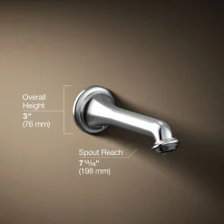 Wall-mount bath spout with turned design
