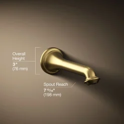 Wall-mount bath spout with turned design
