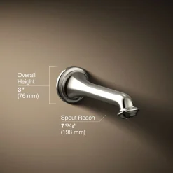 Wall-mount bath spout with turned design