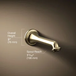 Wall-mount bath spout with turned design