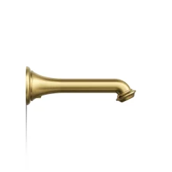 Wall-mount bath spout with turned design