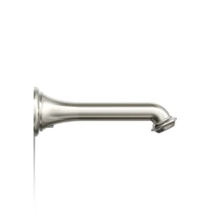 Wall-mount bath spout with turned design
