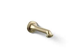 Wall-mount bath spout with turned design