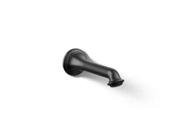 Wall-mount bath spout with turned design