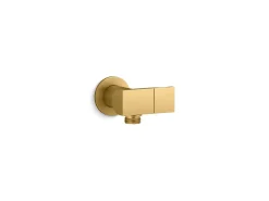 Wall-mount handshower holder with supply elbow and check valve