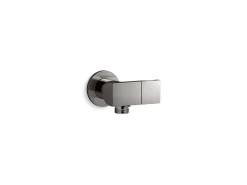 Wall-mount handshower holder with supply elbow and check valve