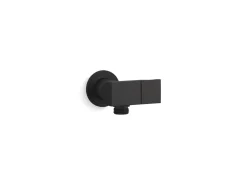 Wall-mount handshower holder with supply elbow and check valve