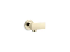 Wall-mount handshower holder with supply elbow and check valve