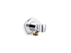 Wall-mount handshower holder with supply elbow and check valve