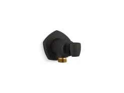 Wall-mount handshower holder with supply elbow and check valve