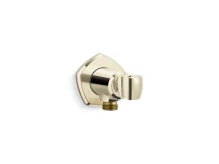 Wall-mount handshower holder with supply elbow and check valve