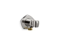 Wall-mount handshower holder with supply elbow and check valve