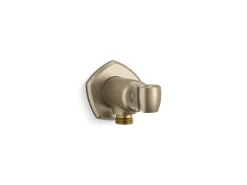 Wall-mount handshower holder with supply elbow and check valve