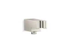 Wall-mount handshower holder with supply elbow and check valve