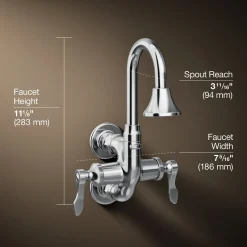 Wall-mount lavatory faucet, 1.2 gpm