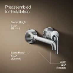 Wall-mount single-handle bathroom sink faucet, 1.2 gpm