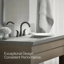 Widespread bathroom sink faucet, 0.5 gpm