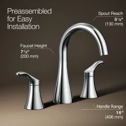 Widespread bathroom sink faucet, 0.5 gpm