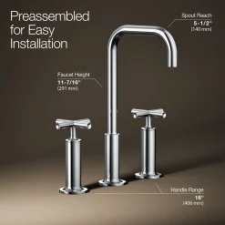Widespread bathroom sink faucet with Cross handles, 1.2 gpm