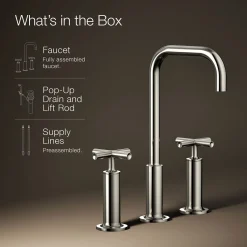 Widespread bathroom sink faucet with Cross handles, 1.2 gpm