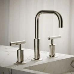 Widespread bathroom sink faucet with Lever handles, 1.2 gpm