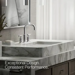 Widespread bathroom sink faucet with Lever handles, 1.2 gpm