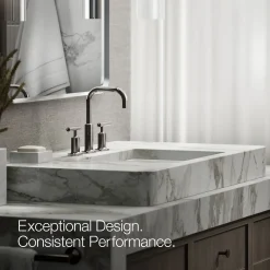 Widespread bathroom sink faucet with Lever handles, 1.2 gpm
