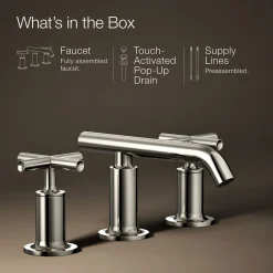 Widespread bathroom sink faucet with Cross handles, 1.2 gpm