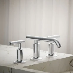 Widespread bathroom sink faucet with Lever handles, 1.2 gpm