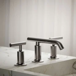 Widespread bathroom sink faucet with Lever handles, 1.2 gpm